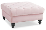 Soft charming traditional upholstered Ottoman by Glory Furniture with plush fabric and wooden legs, stylishly designed for living rooms.