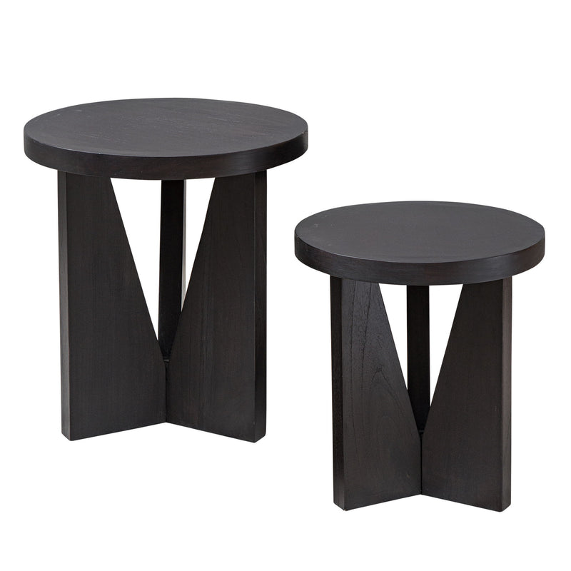 Uttermost Nadette nesting tables set of 2 with sleek modern design and wood finish, perfect for living room or accent space.