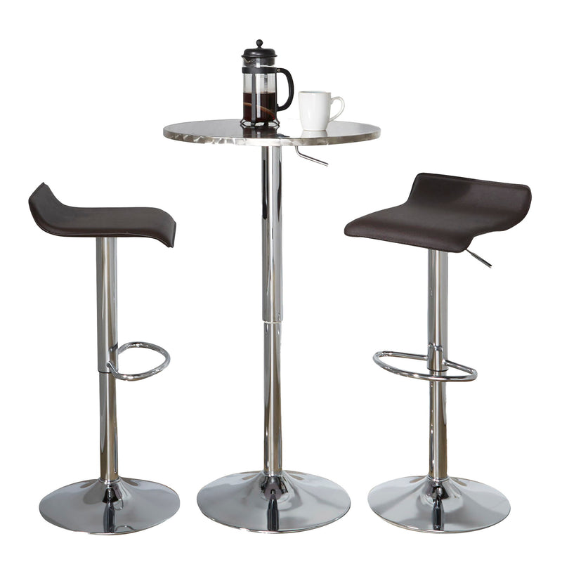 Lumi Source 3-piece bistro bar set with round tables, contemporary design, adjustable oval footrests and modern dining room style