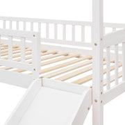 DreamHaus loft bed with slide, featuring a sturdy wooden frame and a fun slide for kids' bedroom play and sleep area.