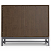 Simpli-Home Banting solid wood sideboard buffet with metal frame, modern industrial design, ideal for dining room storage.