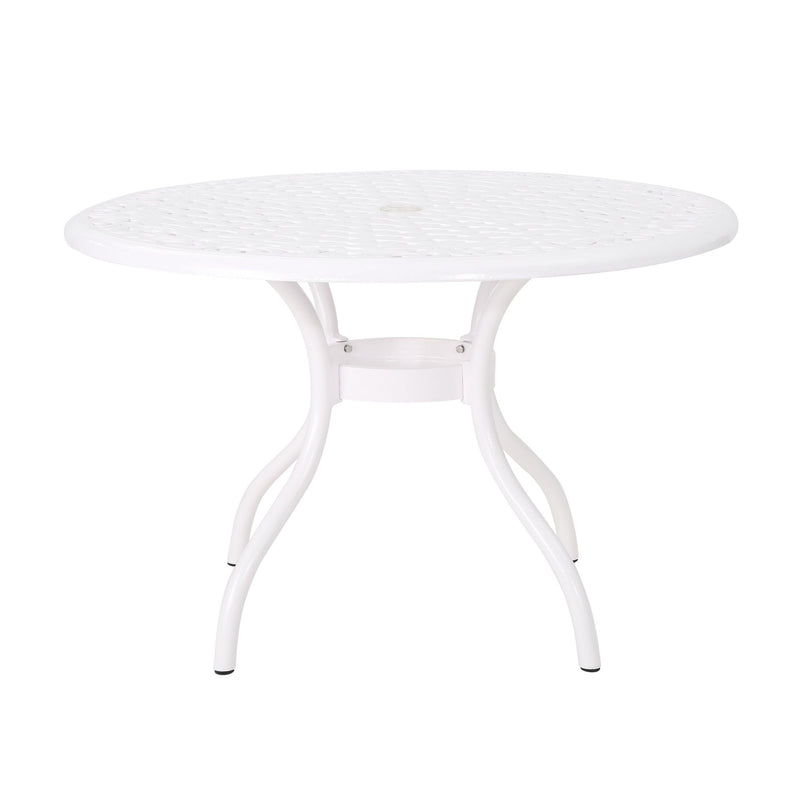 Tranquilius - Outdoor Round Dining Table With Lattice Tabletop, Umbrella Hole And Curved Legs - R&R Furniture Gallery (Fountain Valley, CA)