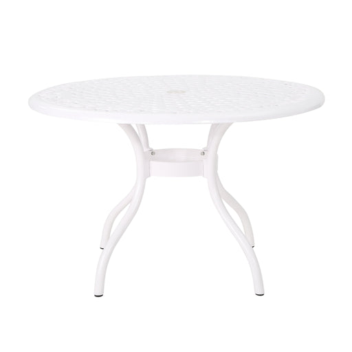 Tranquilius - Outdoor Round Dining Table With Lattice Tabletop, Umbrella Hole And Curved Legs - R&R Furniture Gallery (Fountain Valley, CA)