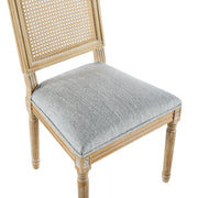 French Country Dining Chair With Rectangular Cane Backrest And Smooth Upholstered Seating - R&R Furniture Gallery (Fountain Valley, CA)