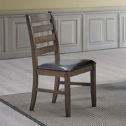 Damica - Side Chair (Set of 2) - Brown Synthetic Leather & Walnut - R&R Furniture Gallery (Fountain Valley, CA)