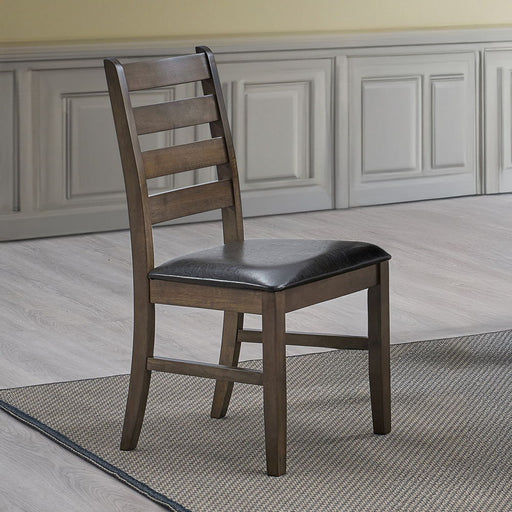 Damica - Side Chair (Set of 2) - Brown Synthetic Leather & Walnut - R&R Furniture Gallery (Fountain Valley, CA)