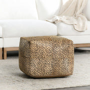 Classic Home Hide Accent Pouf showing soft fabric, round shape, and neutral color for versatile seating and decor.