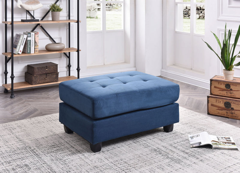 Contemporary upholstered ottoman by Glory Furniture with plush fabric and modern design, suitable for living room decor.
