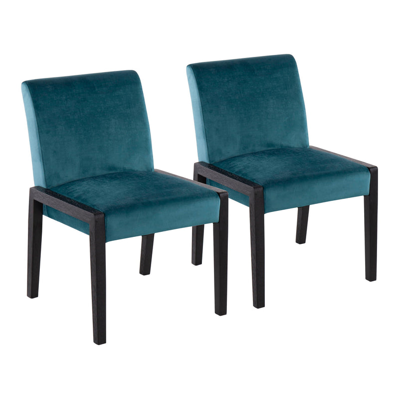 Set of two Lumi Source Carmen contemporary elegant design chairs with sleek upholstery and stylish modern look.