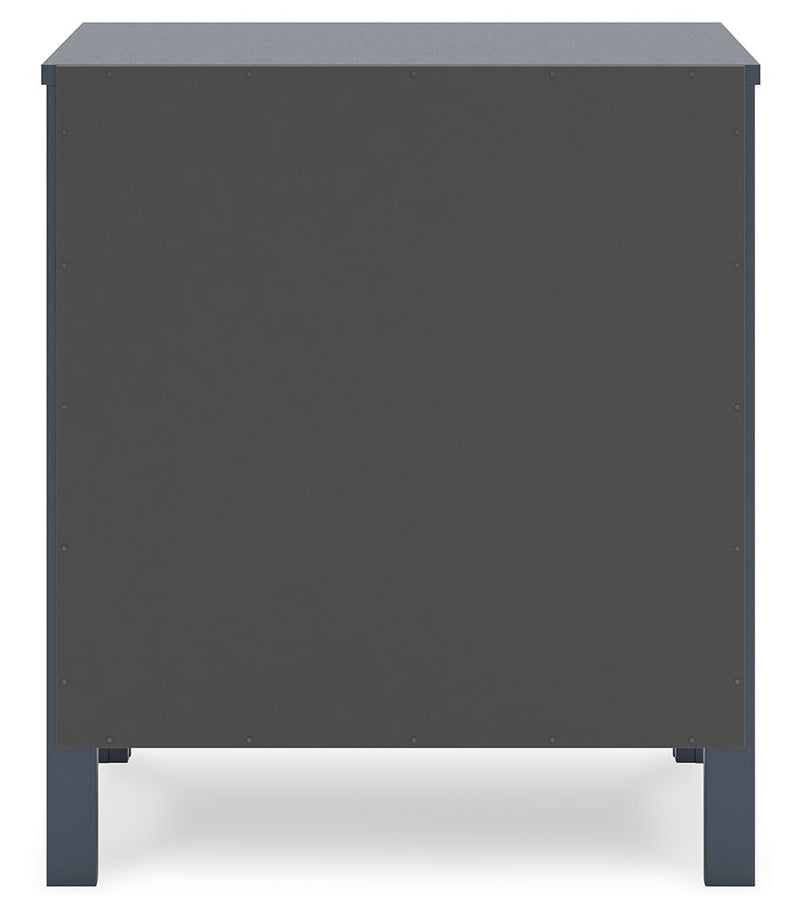 Simmenfort - Two Drawer Night Stand - Navy Blue - R&R Furniture Gallery (Fountain Valley, CA)