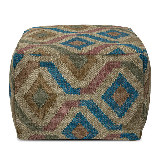 Johanna handcrafted square accent pouf by Simpli-Home, featuring textured fabric and plush cushion for stylish seating or decor.