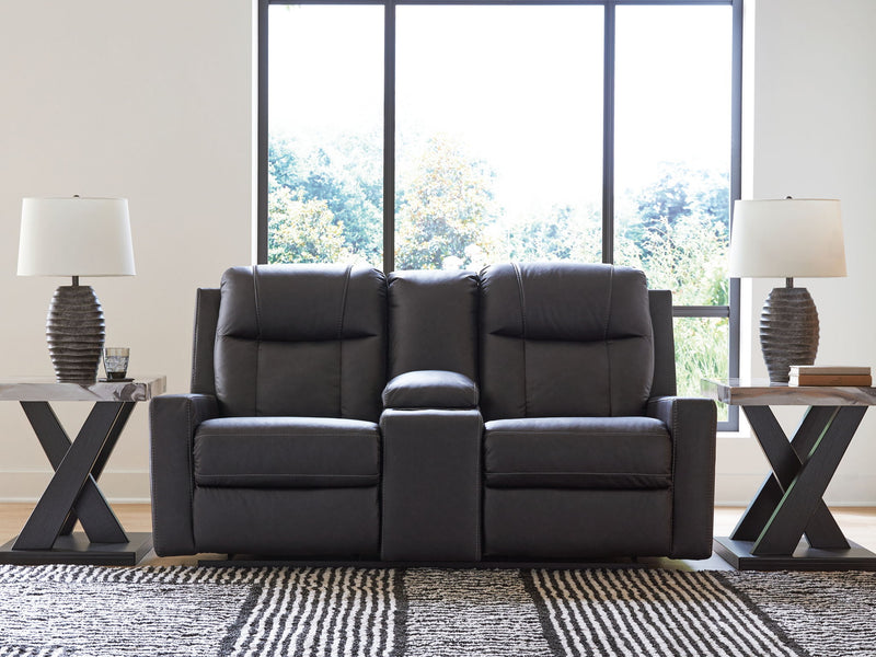 Mackmenville - Double Reclining Loveseat With Console - R&R Furniture Gallery (Fountain Valley, CA)