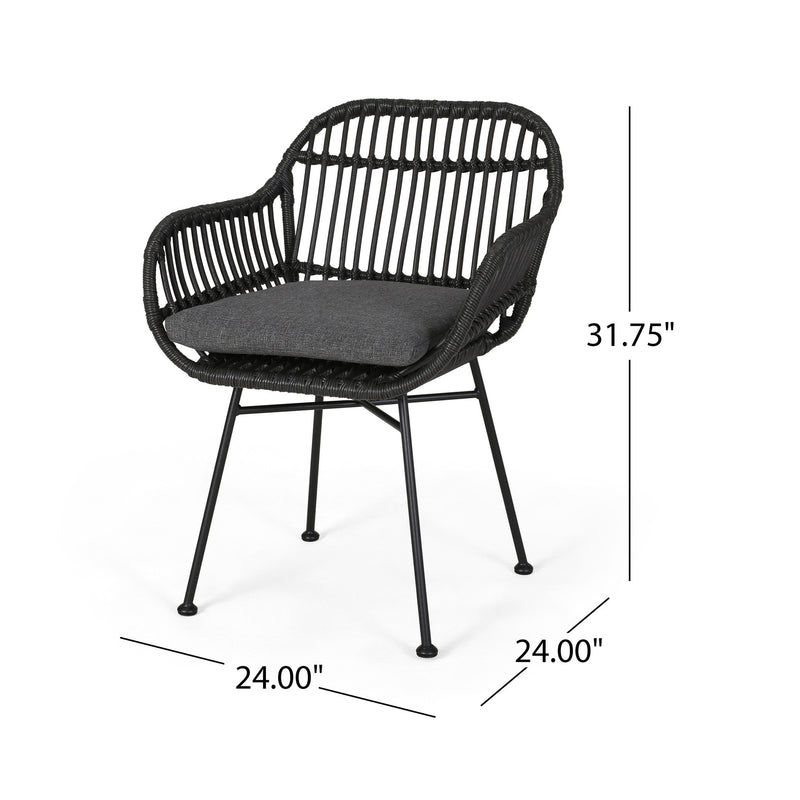 Outdoor Rattan Accent Chair With Metal Legs - R&R Furniture Gallery (Fountain Valley, CA)