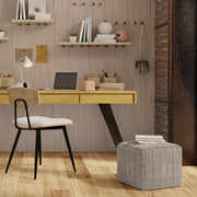 Elmer - Square Woven Pouf - Natural / Gray - R&R Furniture Gallery (Fountain Valley, CA)