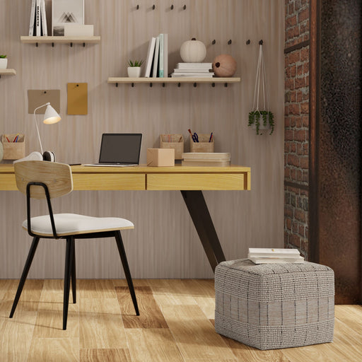 Elmer - Square Woven Pouf - Natural / Gray - R&R Furniture Gallery (Fountain Valley, CA)