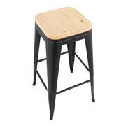 Set of two Lumi Source Oregon contemporary barstools with sleek modern design and wooden seats, perfect for stylish kitchen or bar areas.
