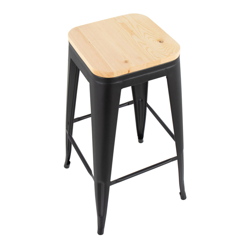 Set of two Lumi Source Oregon contemporary barstools with sleek modern design and wooden seats, perfect for stylish kitchen or bar areas.