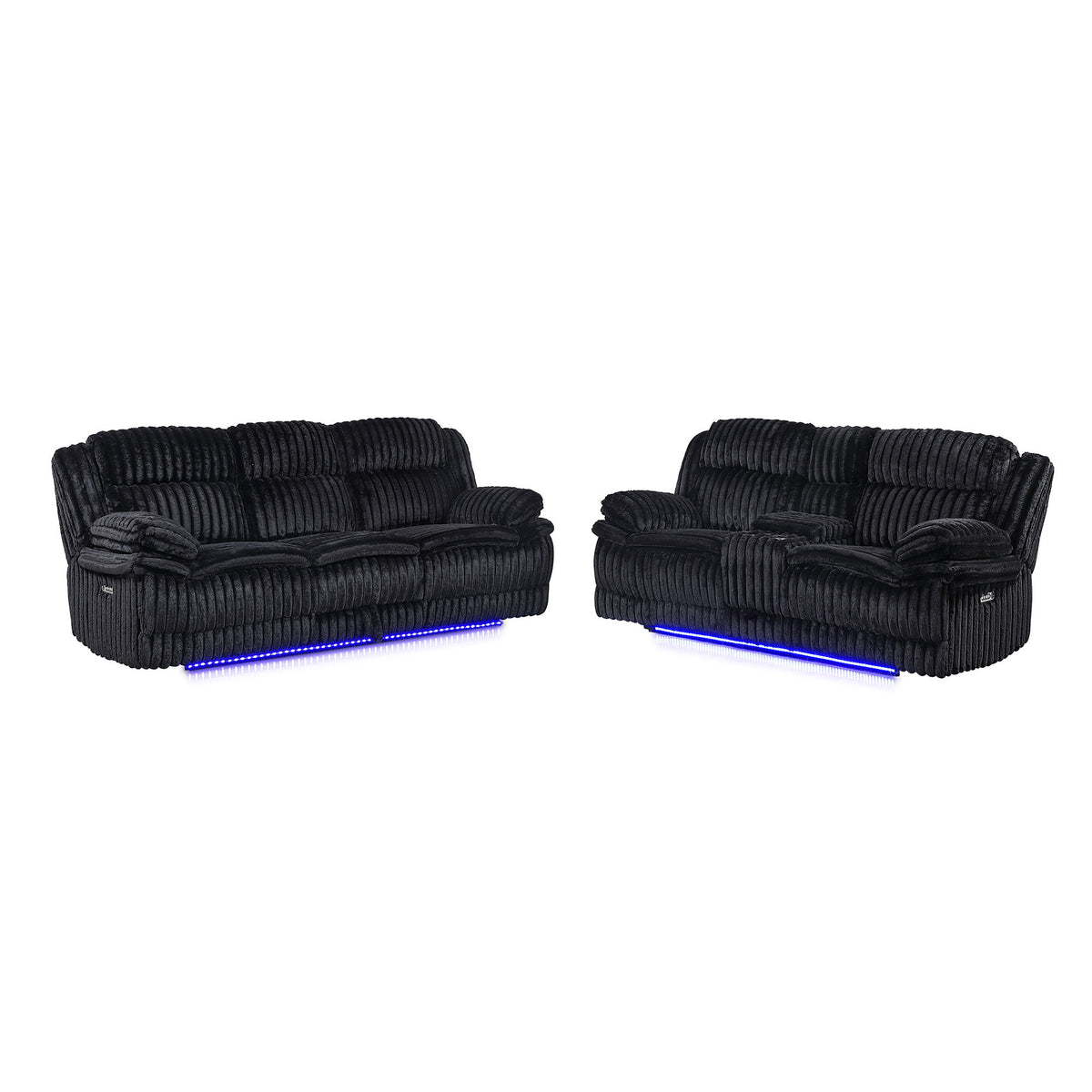 Winston - Power Console Recliner Loveseat With LED And Hidden Drawer - Black