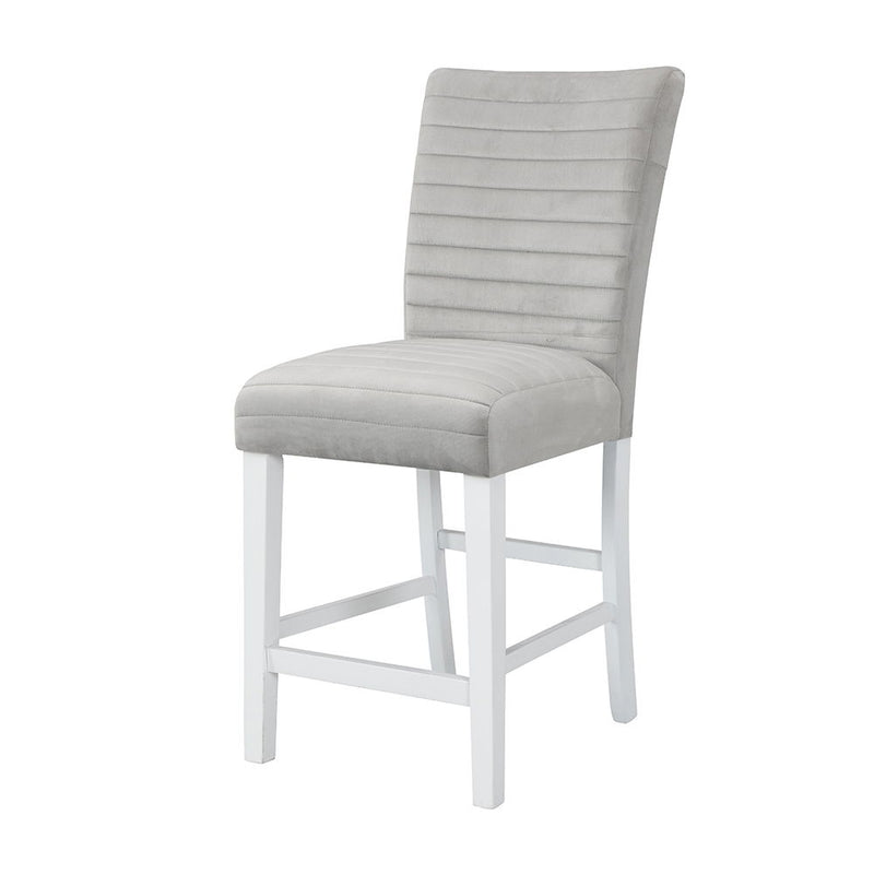 Elizaveta - Counter Height Chair (Set of 2) - Gray Velvet &White High Gloss - R&R Furniture Gallery (Fountain Valley, CA)