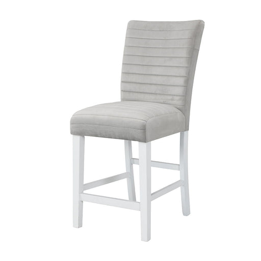 Elizaveta - Counter Height Chair (Set of 2) - Gray Velvet &White High Gloss - R&R Furniture Gallery (Fountain Valley, CA)