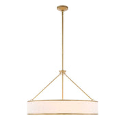 Uttermost Algiers 8-light gold and white drum pendant lighting fixture hanging from ceiling with modern design.
