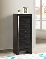 Glory Furniture Marilla 7-drawer lingerie chest with wooden finish and sleek handles, designed for stylish bedroom organization.
