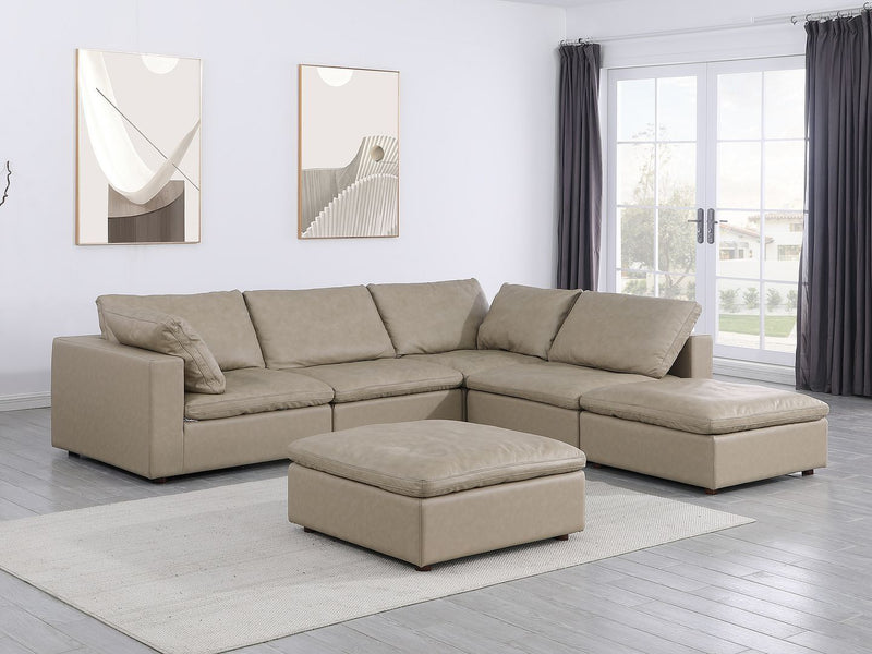 1100 - 6-Piece Right Arm Facing 3-Seat Sectional (Top-Grain Italian Leather) - R&R Furniture Gallery (Fountain Valley, CA)
