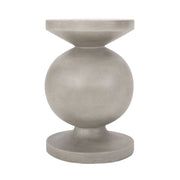 Noble House outdoor natural end table with a round wooden top and metal frame, ideal for patio or garden decor.