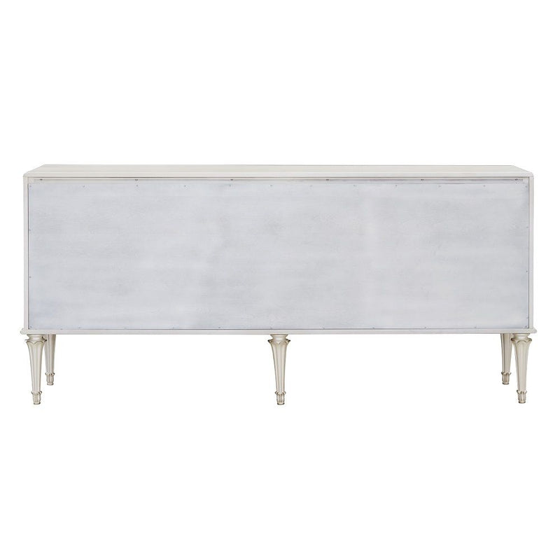 Ansaldo - Console Cabinet - Pearl White & Silver Shimmer - R&R Furniture Gallery (Fountain Valley, CA)
