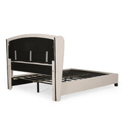Twilight Fully Upholstered Fabric Wingback Queen Bed - Ivory - R&R Furniture Gallery (Fountain Valley, CA)