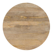 Hunter round natural wood dining table by Simpli-Home, showcasing smooth surface and sturdy legs in a modern dining room setting.
