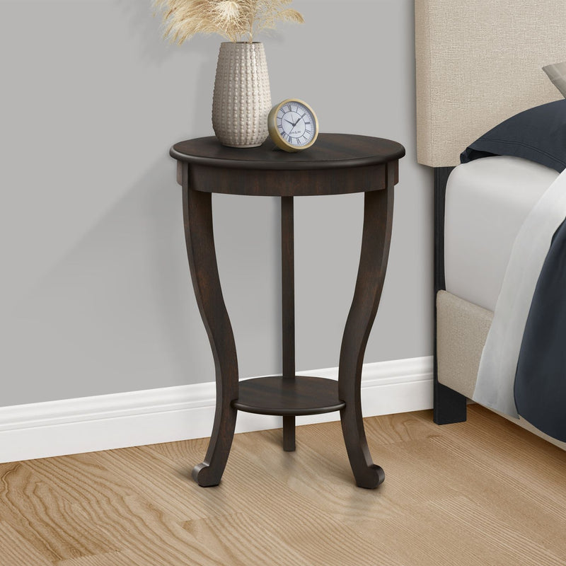 Walnut 8th Street Accent End Table with 2-tier traditional design, showing polished wood surface and sturdy legs.
