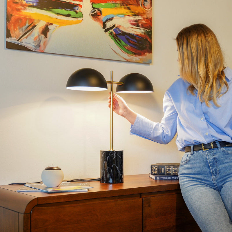 Nova - Hydro Table Lamp With On / Off Switch Double Lamp - Black / Gold / Marble - R&R Furniture Gallery (Fountain Valley, CA)