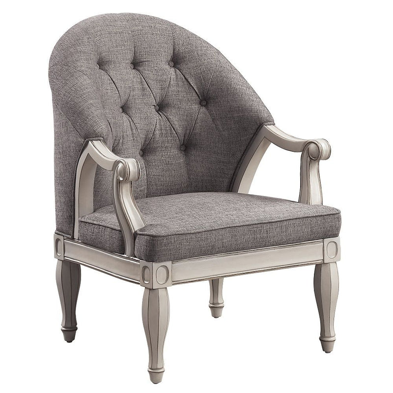 Florian - Chair - Gray Fabric & Antique White - R&R Furniture Gallery (Fountain Valley, CA)