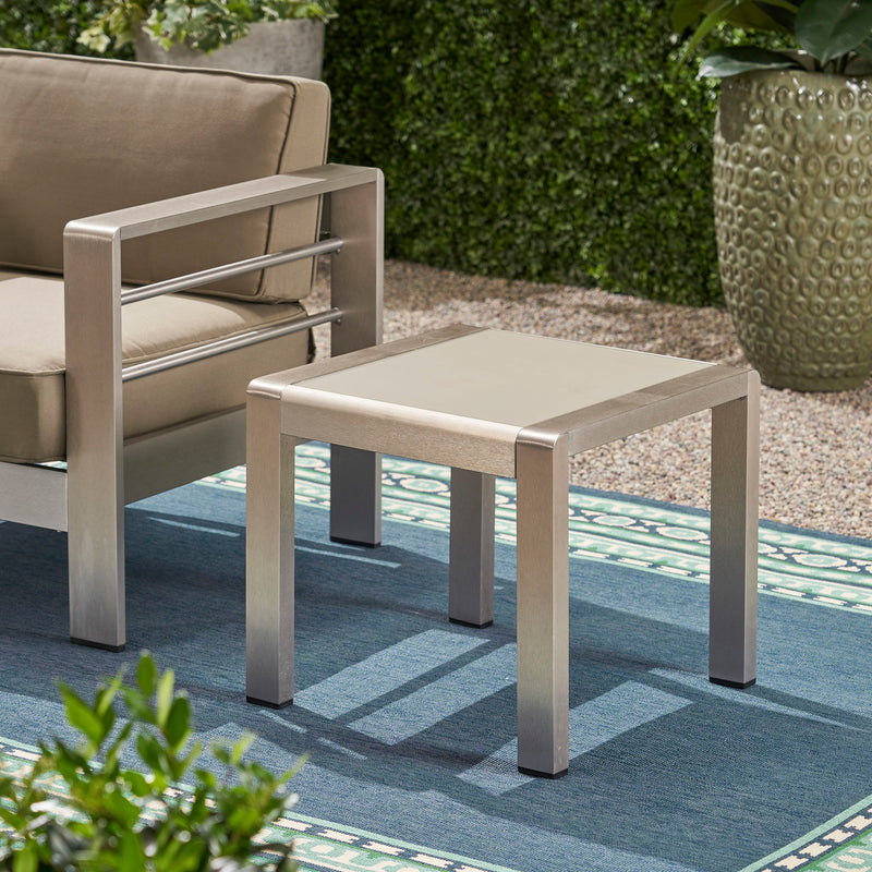 Cape Coral - Contemporary Side Table With Frosted Glass Top - R&R Furniture Gallery (Fountain Valley, CA)