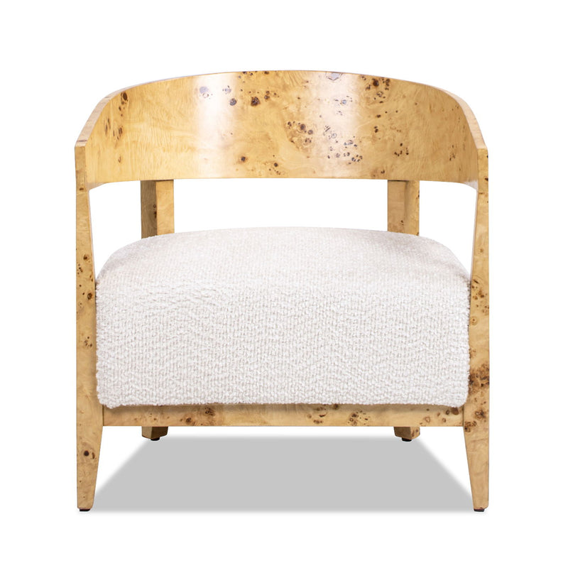 Madrid - Burl Barrel Accent Arm Chair - Seashell White - R&R Furniture Gallery (Fountain Valley, CA)