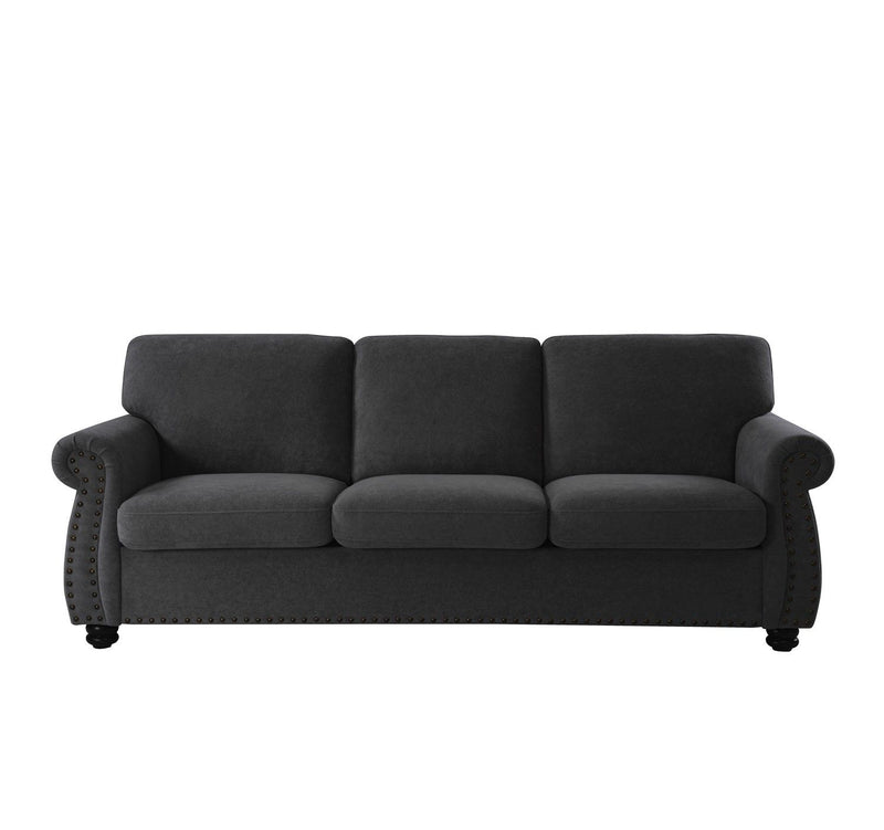 Soft Sofa, Upholstered 3 Seater Couch With High Density Foam, Loose Back Cushions And Turned Legs - R&R Furniture Gallery (Fountain Valley, CA)