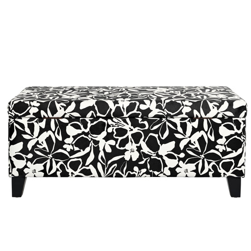 Luxury Storage Ottoman With Floral Patterned Fabric, Soft-Close Hinges, Multi Functional - R&R Furniture Gallery (Fountain Valley, CA)