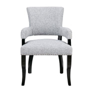 Elegant Arm Dining Chair With Brass Nail Head Detailing - R&R Furniture Gallery (Fountain Valley, CA)
