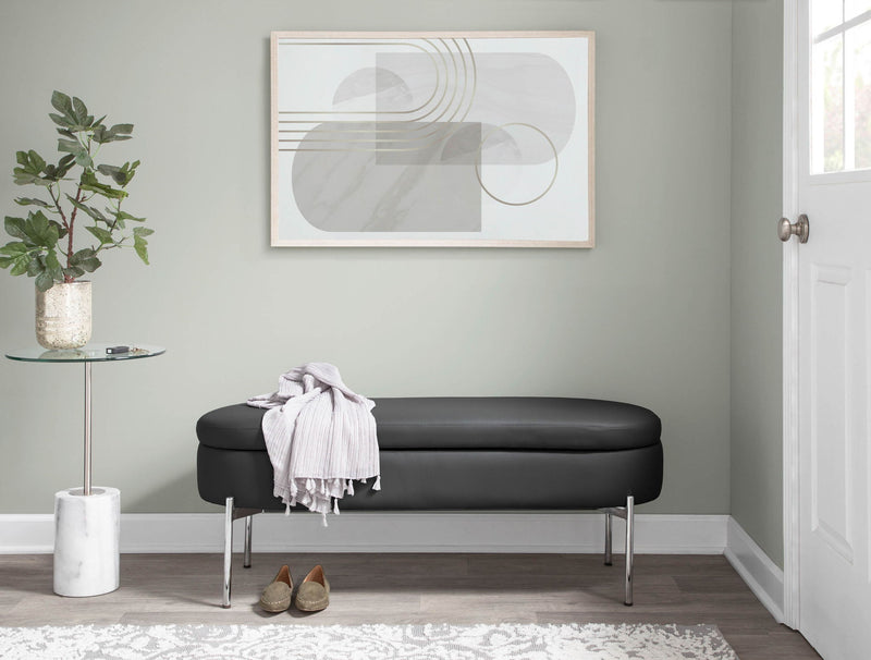 Lumi Source Chloe contemporary glam storage bench with plush upholstered top and sleek design, ideal for modern home decor.