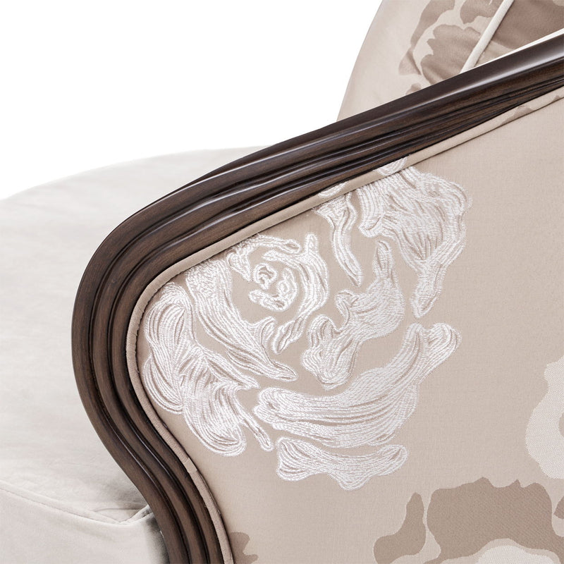 Camellia Field - Velvet Matching Chair - Beige / Dark Brown - R&R Furniture Gallery (Fountain Valley, CA)