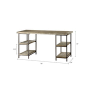 Industrial Style Metal Frame Accent Desk With Side Shelving - Gray - R&R Furniture Gallery (Fountain Valley, CA)