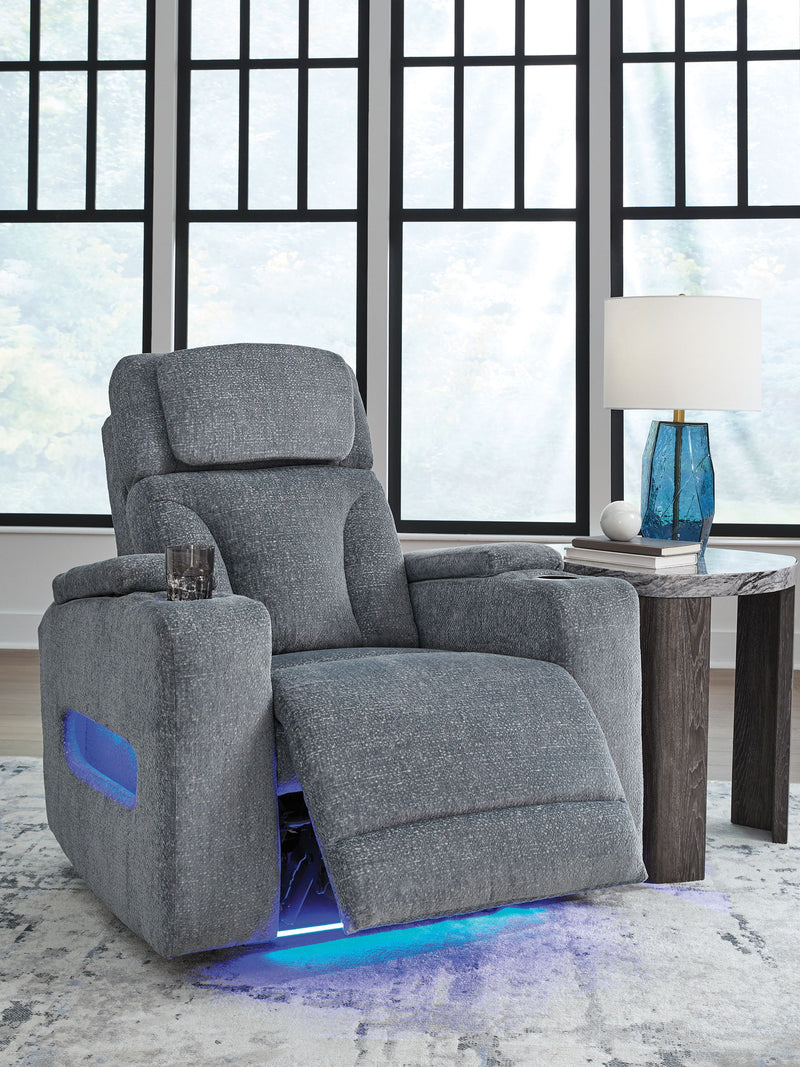 Studio Cave - Power Recliner - Steel - R&R Furniture Gallery (Fountain Valley, CA)