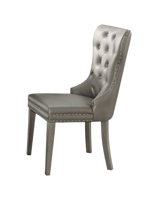 Kacela - Side Chair (Set of 2) - Champagne Synthetic Leather & Champagne - R&R Furniture Gallery (Fountain Valley, CA)