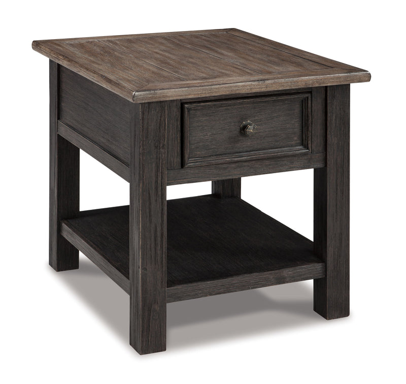 Tyler Creek - Rectangular End Table - Grayish Brown / Black - R&R Furniture Gallery (Fountain Valley, CA)