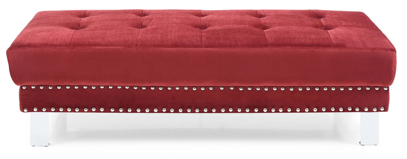 Contemporary upholstered ottoman by Glory Furniture with plush fabric and sleek design, perfect for modern living rooms.