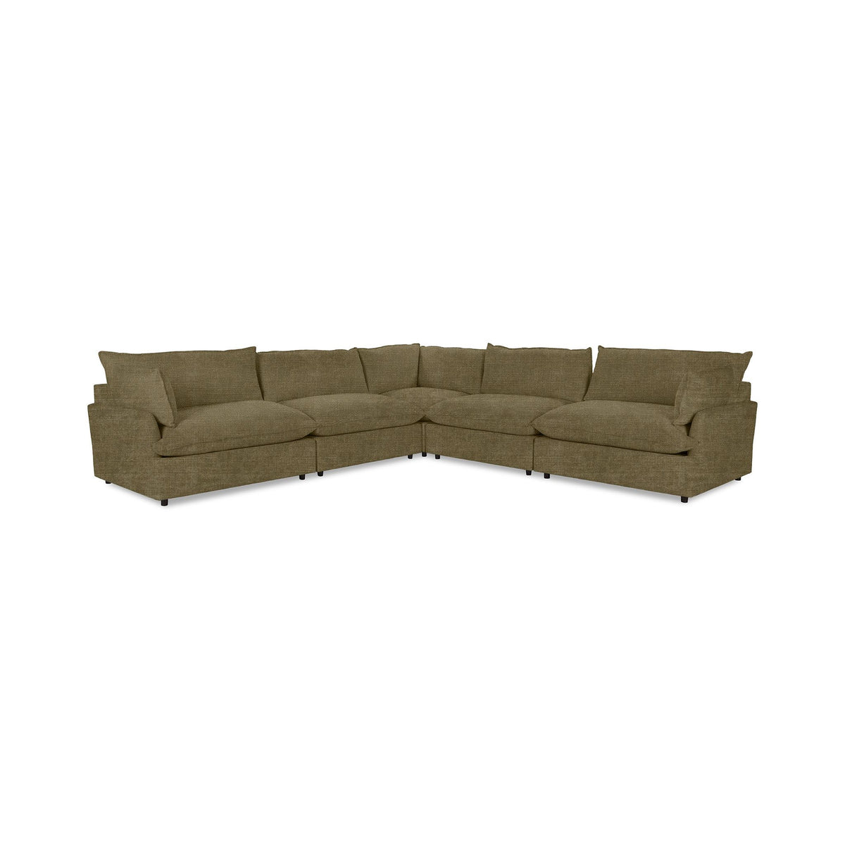 Classic Home Caplan modular sectional sofa in a modern living room with neutral upholstery and multiple seating sections.