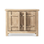 Jennifer Taylor Home Rowan 2-door accent cabinet in natural wood finish, showcasing sleek design and storage space.