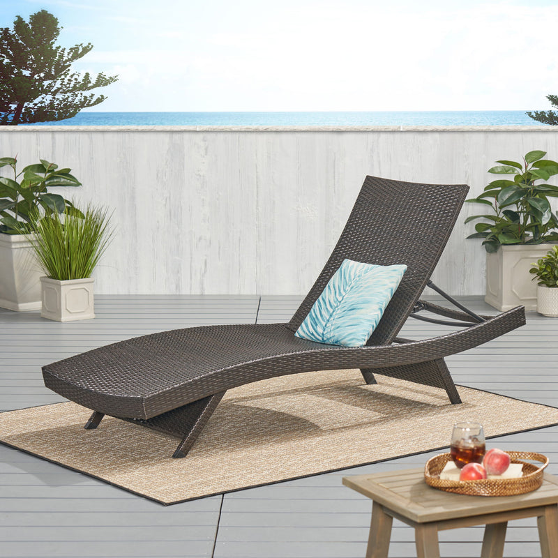 Mysticism Outdoor Chaise Lounge With Adjustable Backrest And Foldable Legs - Brown Multi - R&R Furniture Gallery (Fountain Valley, CA)