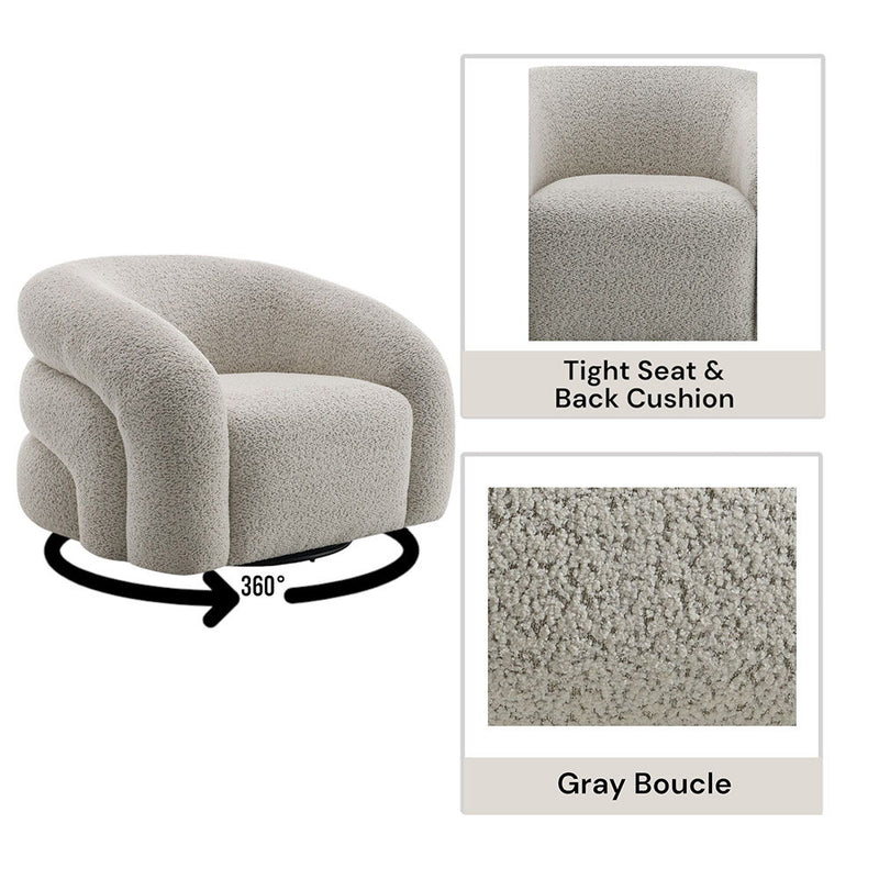 Irma - Chair With Swivel - Gray Boucle - R&R Furniture Gallery (Fountain Valley, CA)